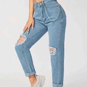 SHEIN ripped high rise mom jeans